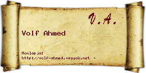 Volf Ahmed névjegykártya